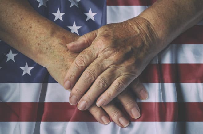 veteran and flag